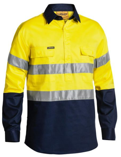 Picture of Bisley Taped Hi Vis Closed Front Drill Shirt